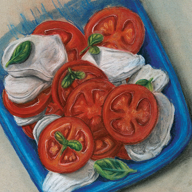 Berufliches Gymnasium Kunst, Illustration, Kochbuch, Tomate-Mozzarella Salat
